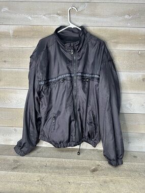 Harley Davidson Jacket Mens Size Large Black Lightweight Lined Motorcycle
